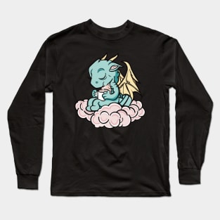 Baby Dragon Drinking Coffee Long Sleeve T-Shirt